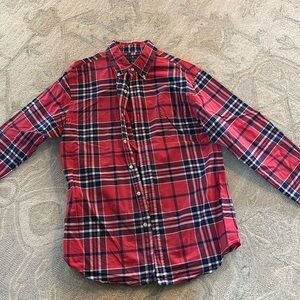 Red checkered Ralph Lauren button down polo. Slim fit